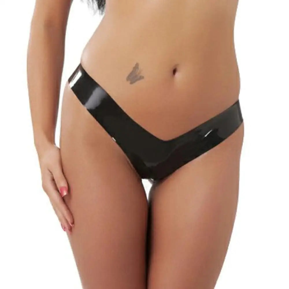 Rimba Black Rubber Secrets Thong - Medium - Peaches and Screams