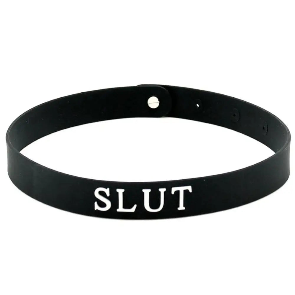 Rimba black silicone adjustable slut collar for kinky play - peaches and screams