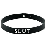 Rimba black silicone adjustable slut collar for kinky play - peaches and screams