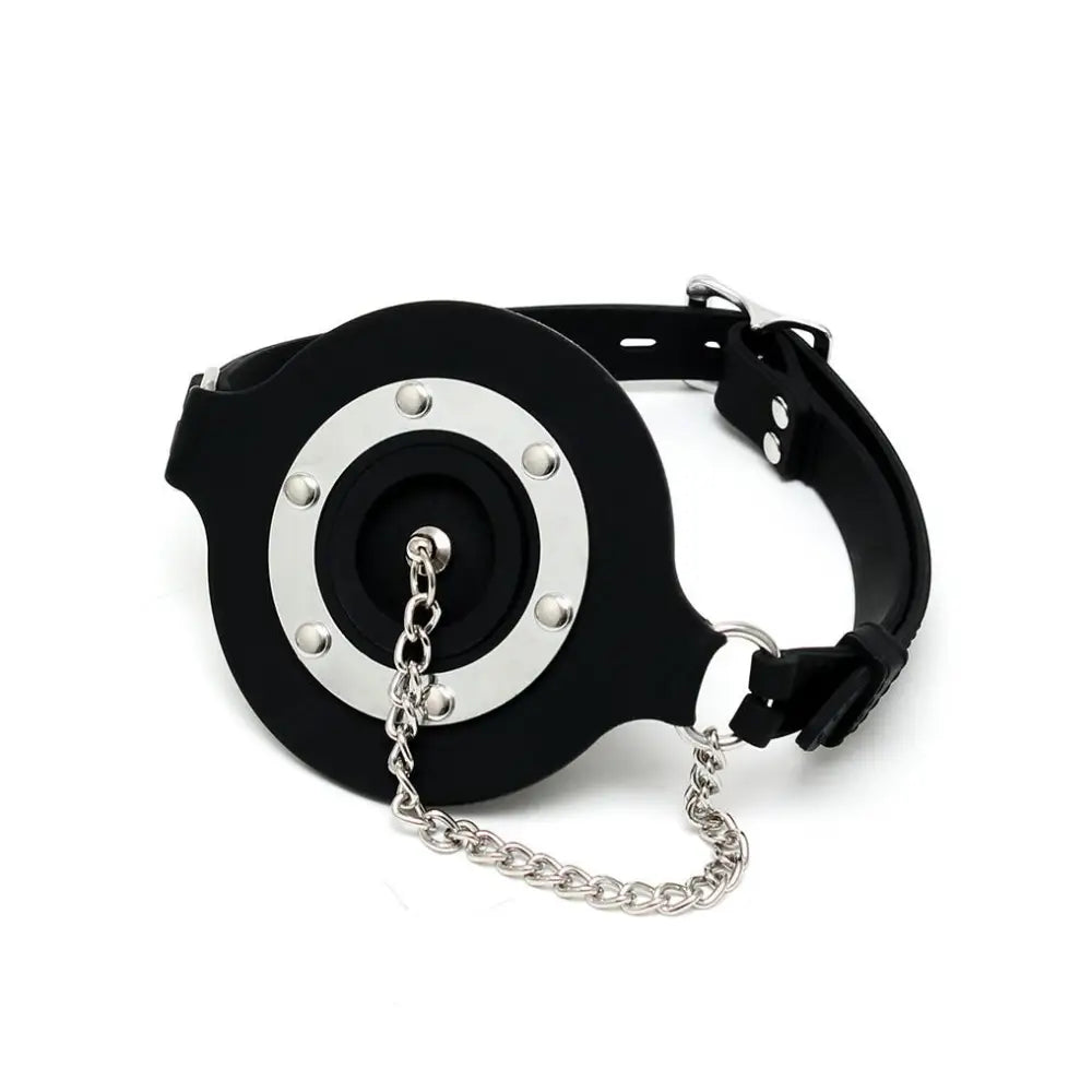 Rimba black silicone bondage mouth gag with stopper - peaches and screams