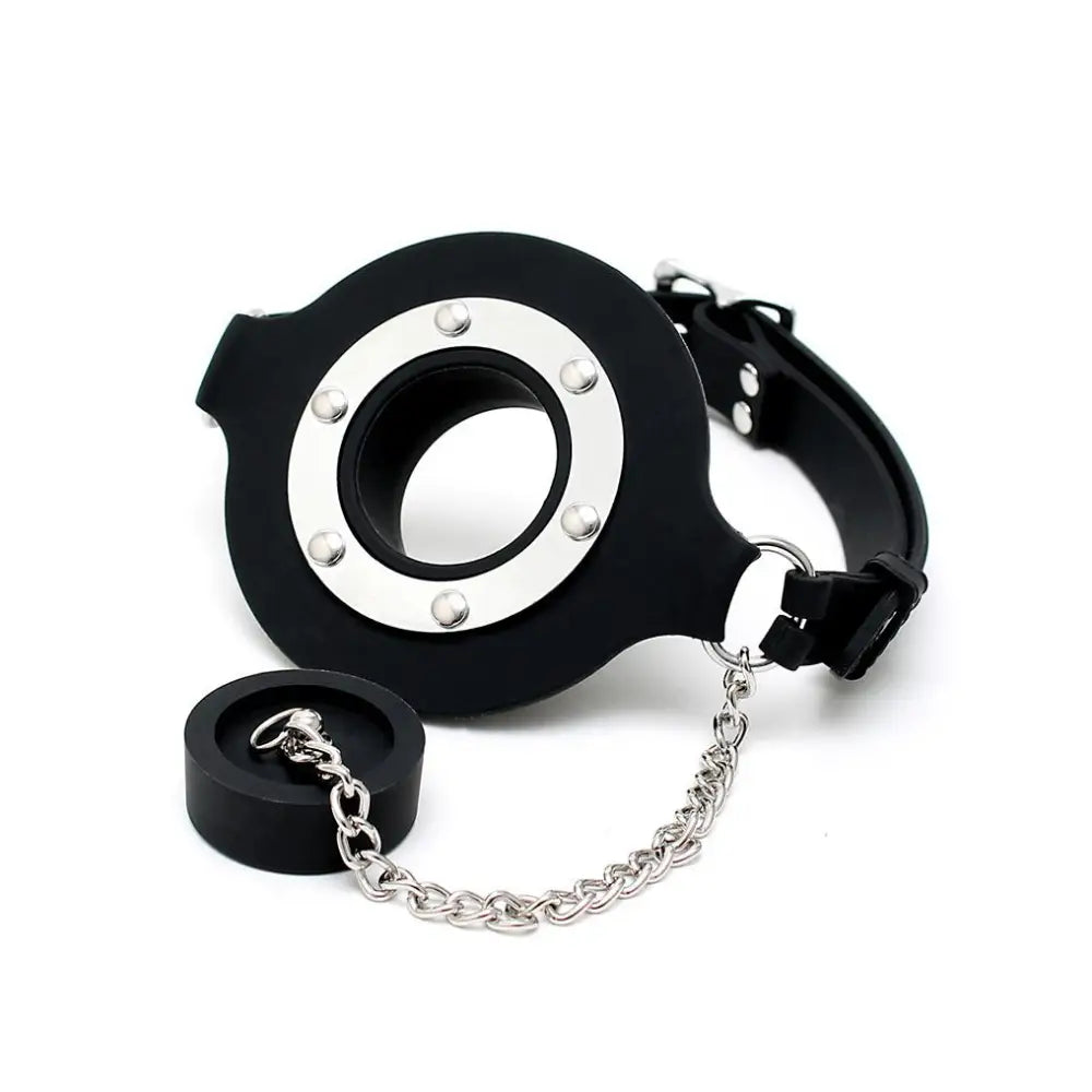 Rimba black silicone bondage mouth gag with stopper - peaches and screams