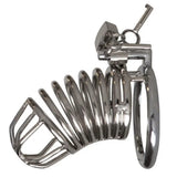 Rimba chrome chastity cock cage with padlock and key - peaches and screams