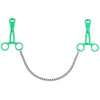 Rimba green 5 inch scissor nipple clamps with metal chain - peaches and screams