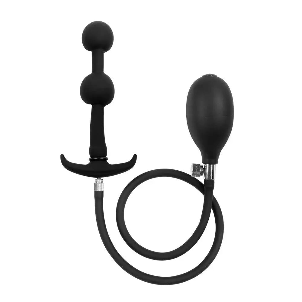 Rimba latex play inflatable double balloon anal plug - peaches and screams