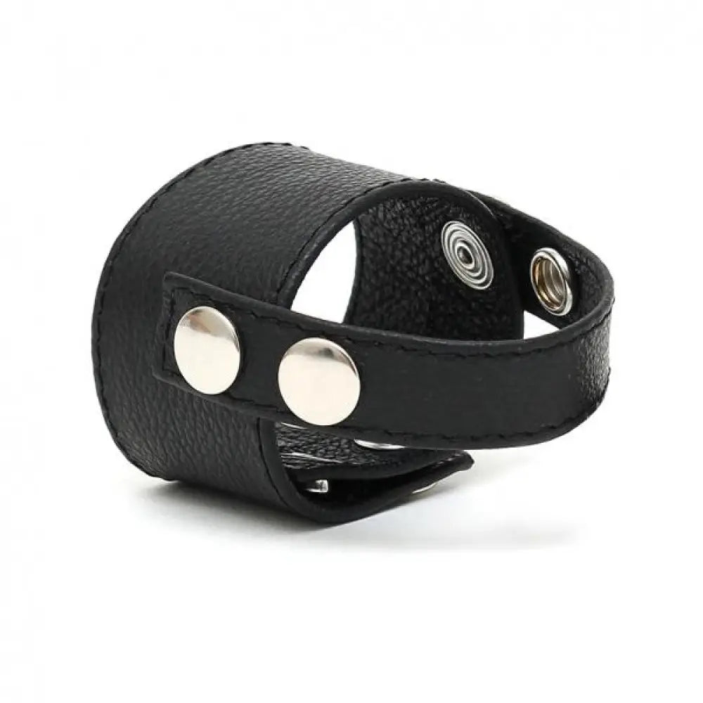 Rimba leather cock ring with adjustable press stud straps - peaches and screams