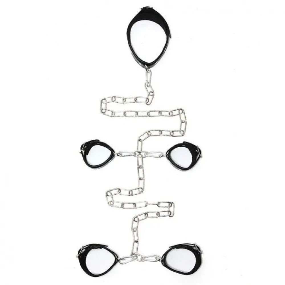 Rimba leather neck wrist and ankle bondage restraints - peaches and screams