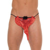 Rimba mens black sexy g-string with red elephant animal pouch - peaches and screams