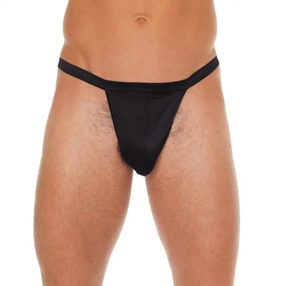 Rimba mens sexy black straight g string with pouch front - peaches and screams