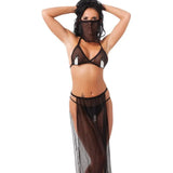 Rimba see through tasselled bra and g string set - peaches and screams