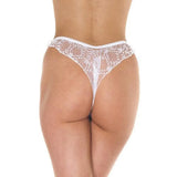 Rimba sheer white lace crotchless g string for women - peaches and screams