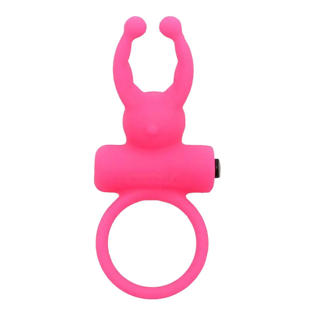 Rimba silicone pink vibrating cock ring with clit stim - peaches and screams