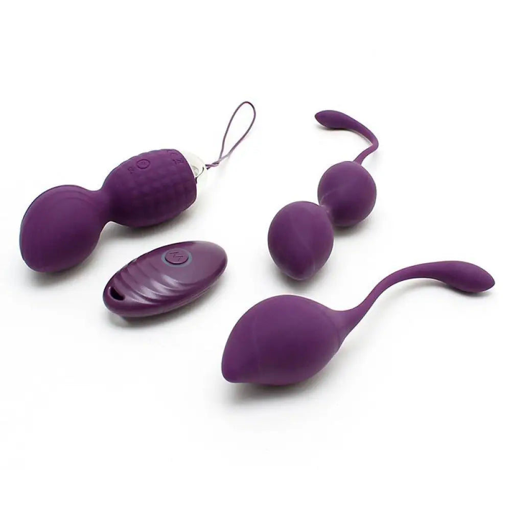 Rimba silicone purple rechargeable vibrating kegel ball set - peaches and screams