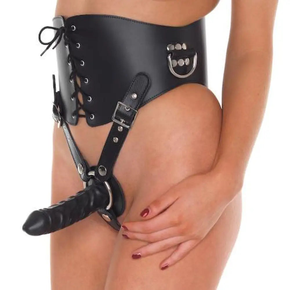 Rimba strap-on dildo with sexy corset harness 6 inch - large - peaches and screams