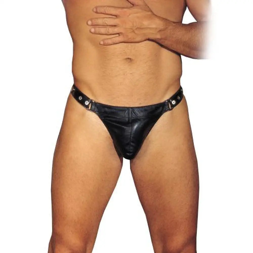 Rimba ultra soft leather g-string with adjustable straps - peaches and screams