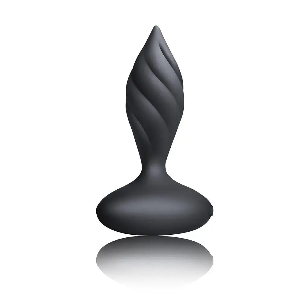 Rocks off 4 inch silicone black rechargeable butt plug with remote - peaches and screams