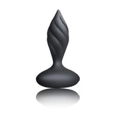 Rocks off 4 inch silicone black rechargeable butt plug with remote - peaches and screams