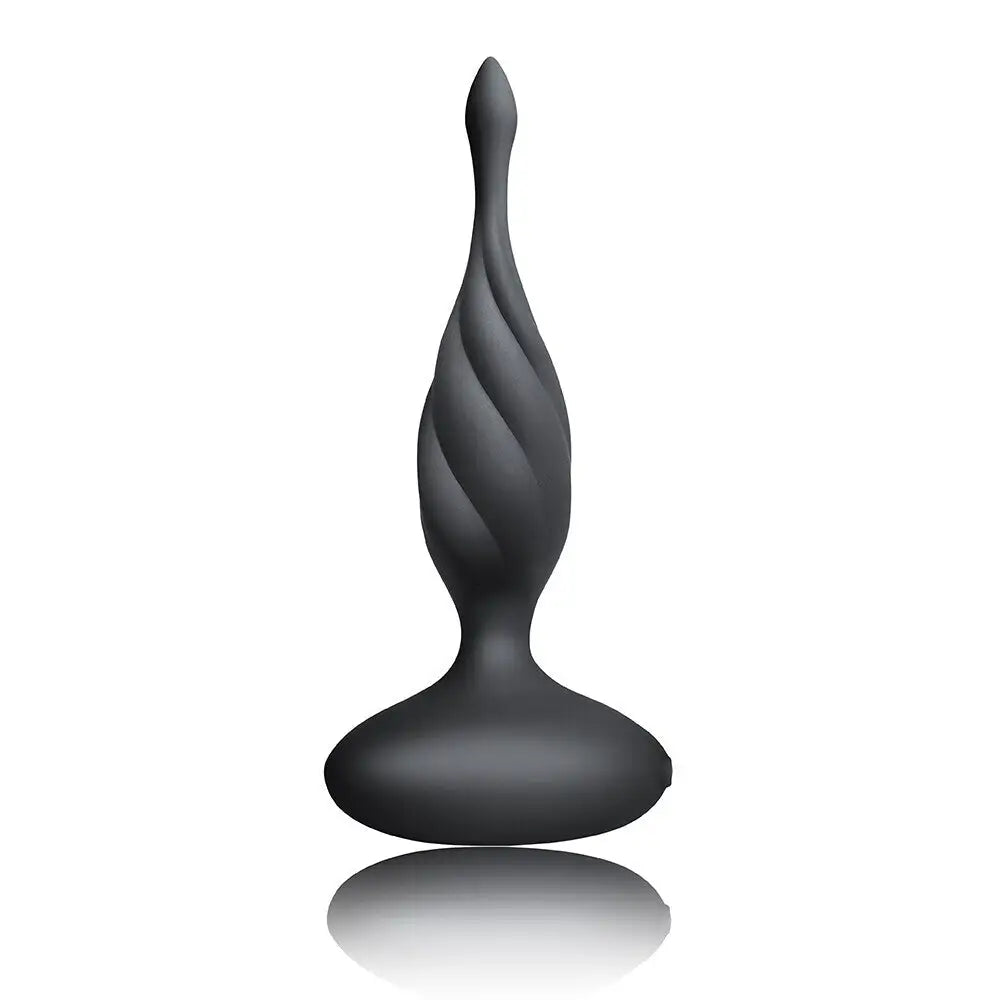 Rocks off 5.5 inch silicone black rechargeable butt plug - peaches and screams