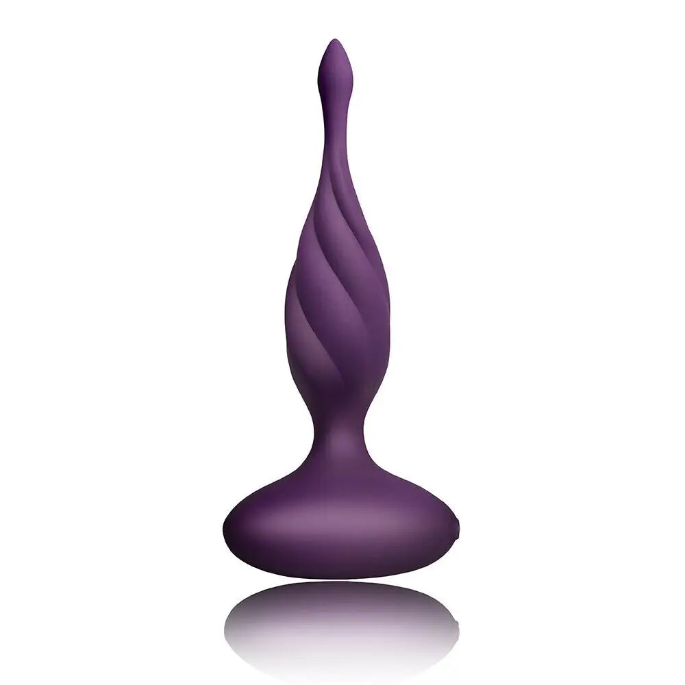 Rocks off 5.5 inch silicone purple rechargeable butt plug - peaches and screams