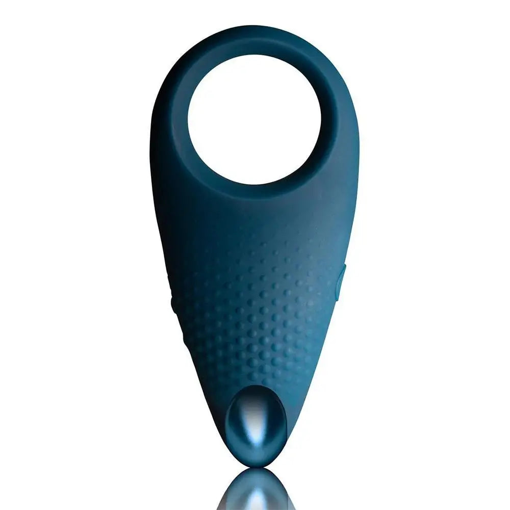 Rocks off silicone blue rechargeable vibrating cock ring - peaches and screams