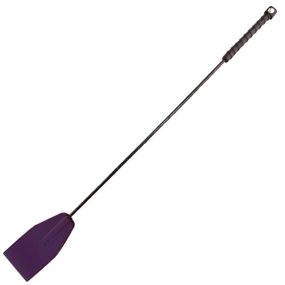 Rouge garments 25 inch purple leather riding crop - peaches and screams