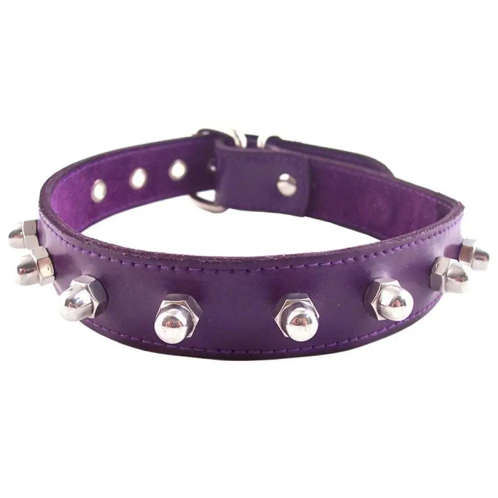 Rouge garments adjustable purple nut studded leather collar - peaches and screams
