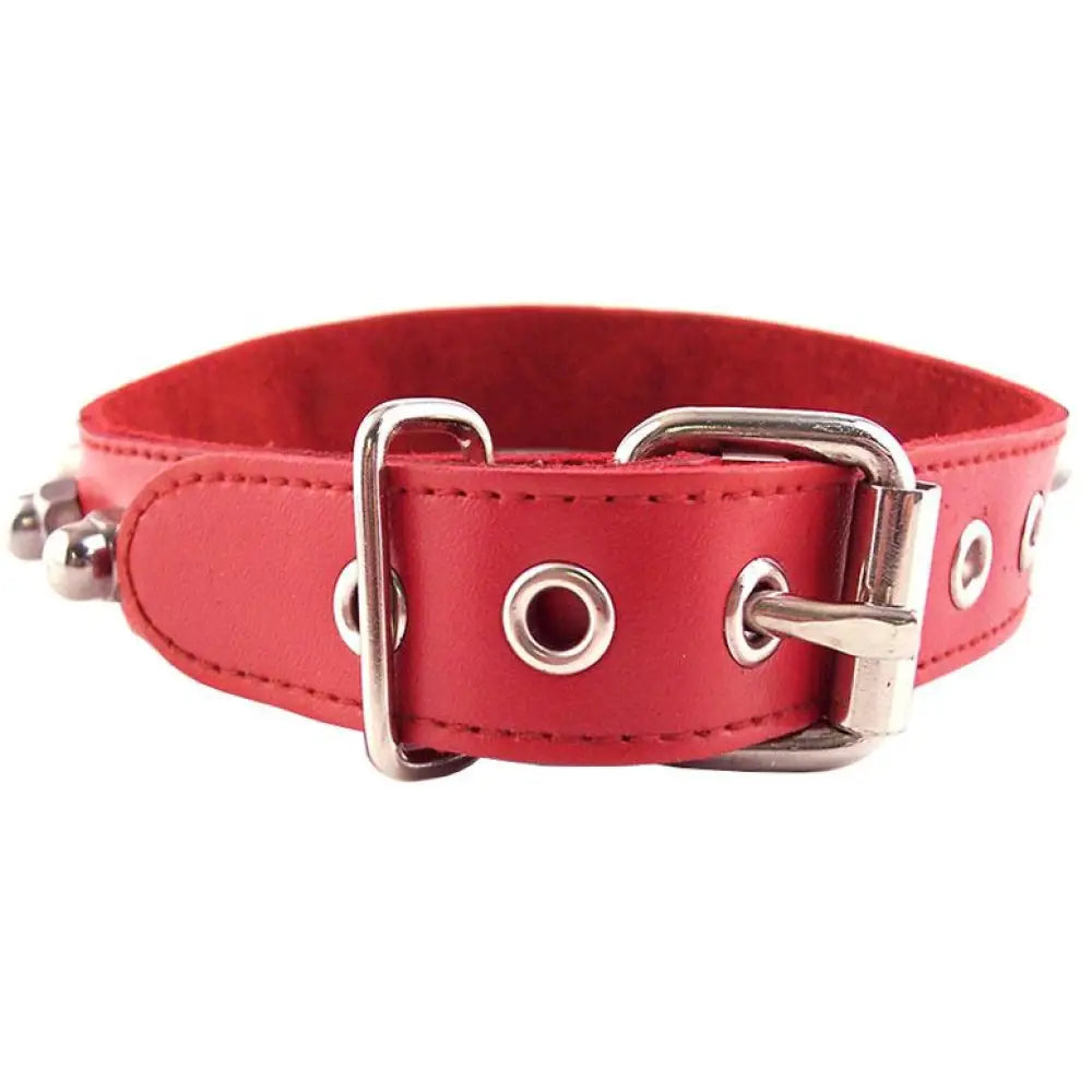 Rouge garments adjustable red studded leather nut collar - peaches and screams