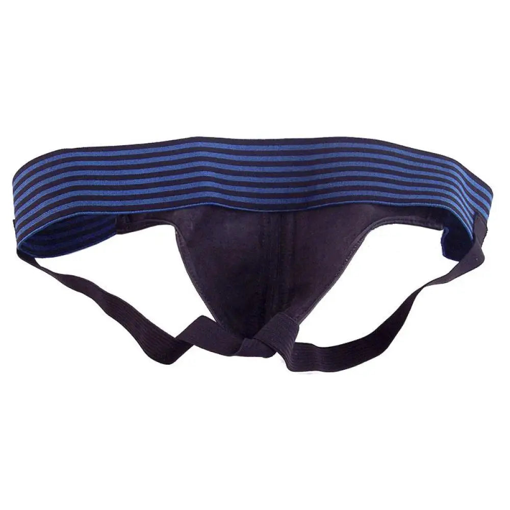 Rouge garments black and blue leather jockstrap for men - large - peaches and screams