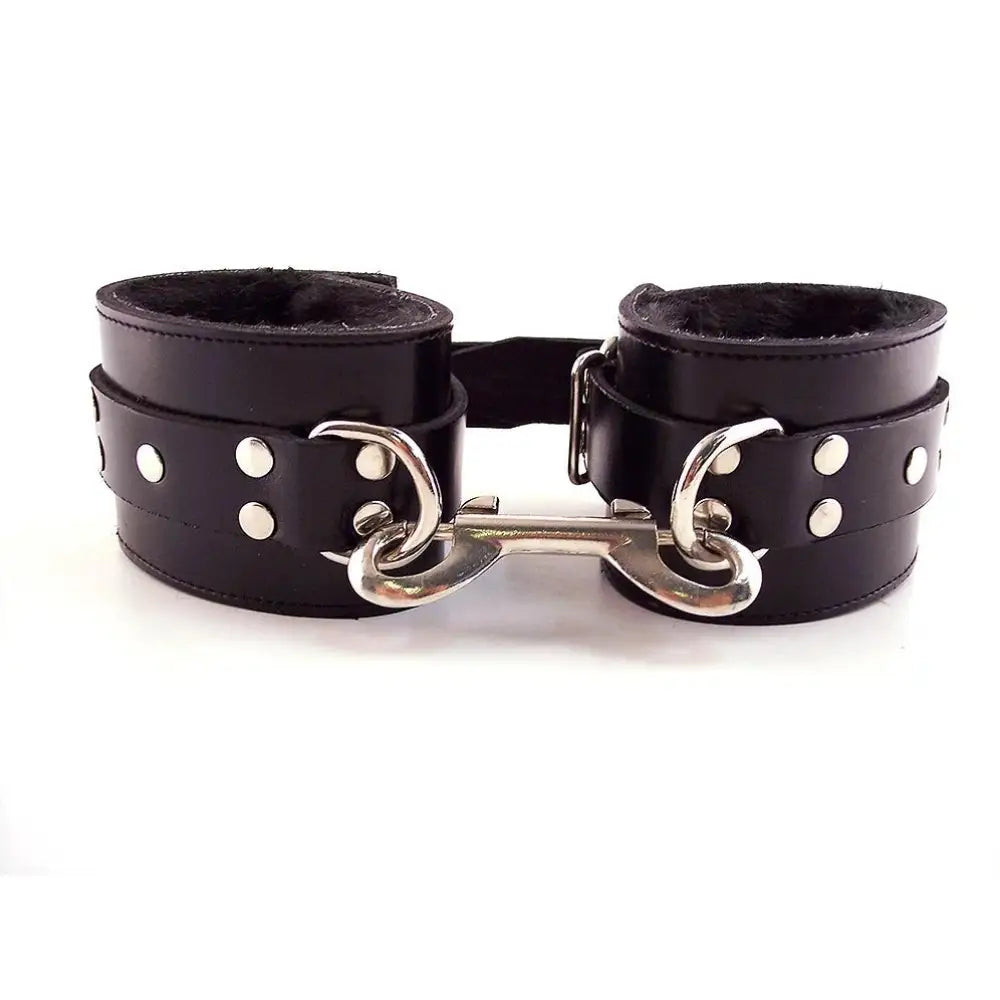 Rouge Garments Black Fur Wrist Cuffs with Adjustable Buckles - Peaches and Screams
