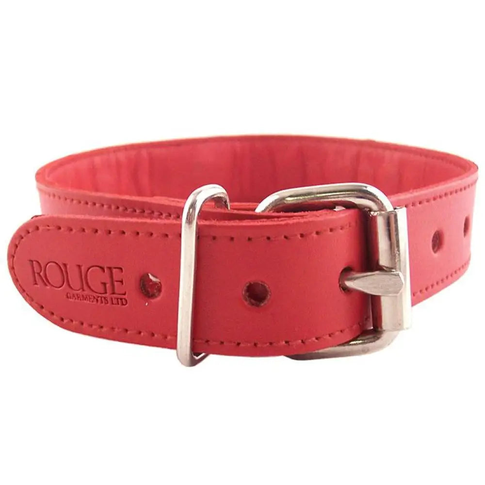 Rouge garments red leather studded o-ring bondage collar - peaches and screams