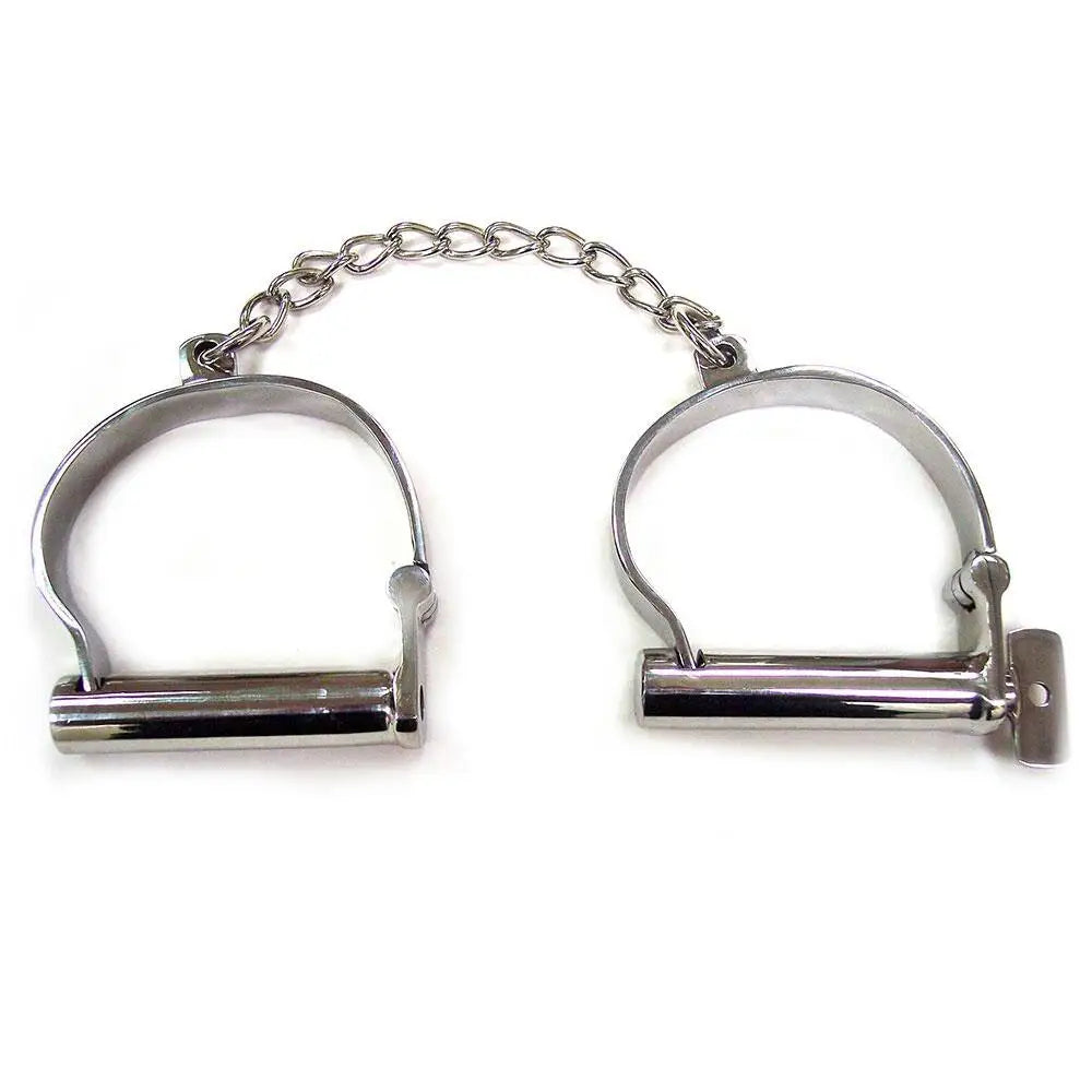 Rouge garments stainless steel silver bondage ankle shackles - peaches and screams