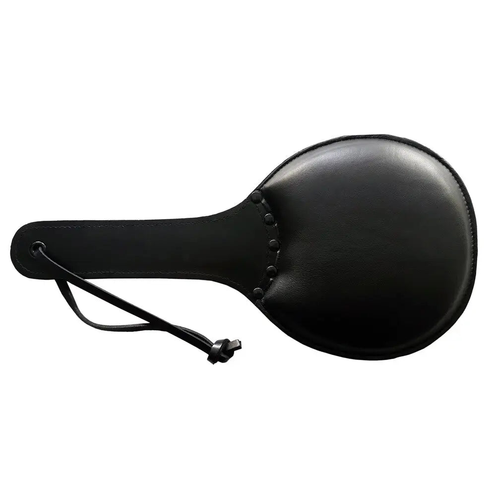 Rouge leather padded ping pong paddle for impact play - peaches and screams