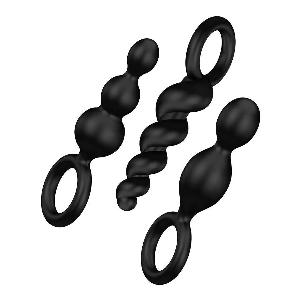 Satisfyer pro silicone 3 piece finger loop butt plug set - peaches and screams