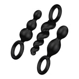 Satisfyer pro silicone 3 piece finger loop butt plug set - peaches and screams
