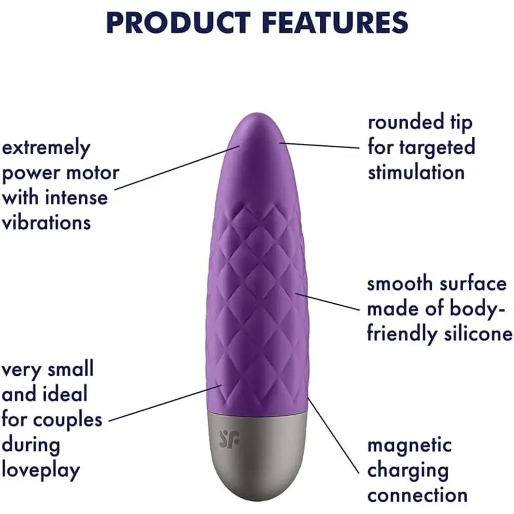 Satisfyer Pro Silicone Purple Multi Speed Rechargeable Bullet Vibrator - Peaches and Screams