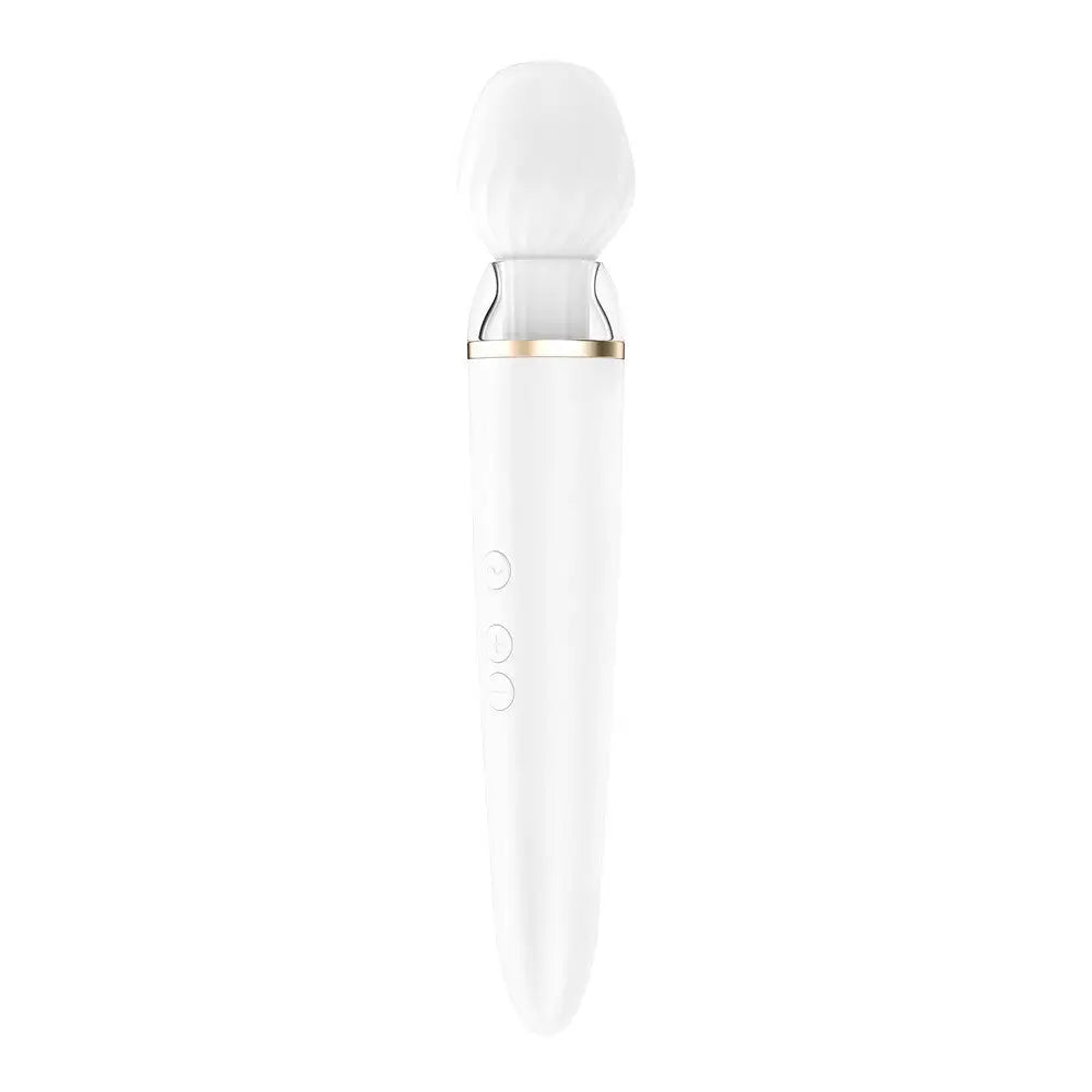 Satisfyer pro silicone white app controlled double wand - peaches and screams