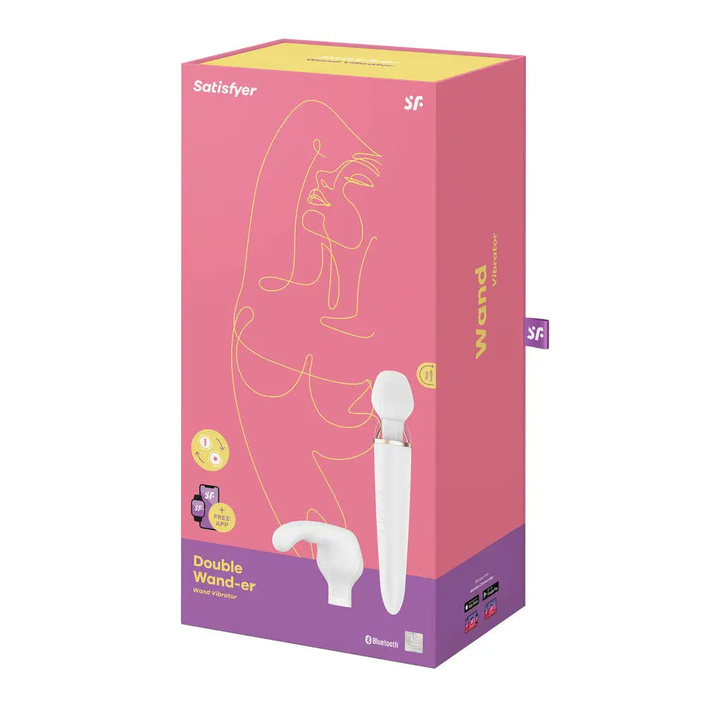 Satisfyer pro silicone white app controlled double wand - peaches and screams