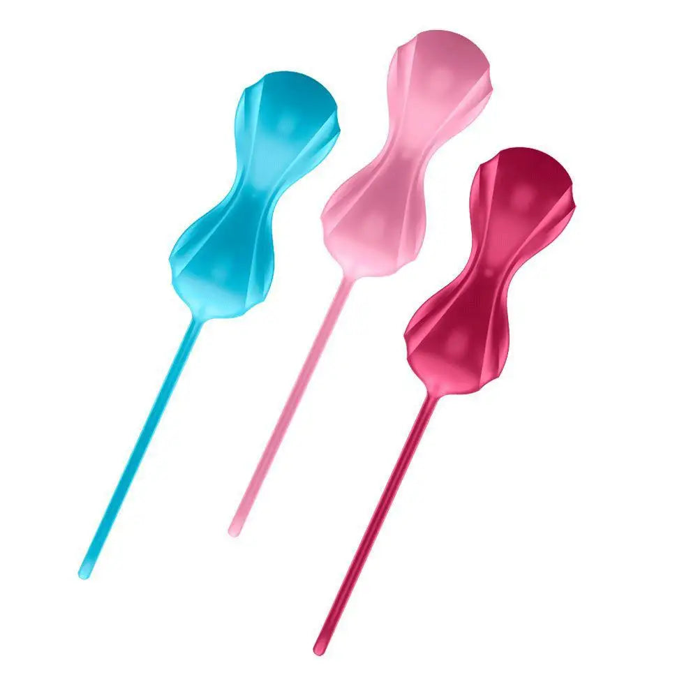 Satisfyer silicone pink set of 3 weighted orgasm balls - peaches and screams