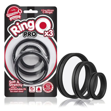 Screaming o Silicone Black Pro Triple Cock Ring For Him - Peaches and Screams