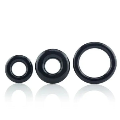 Screaming o Silicone Black Set Of 3 Classic Cock Ring - Peaches and Screams