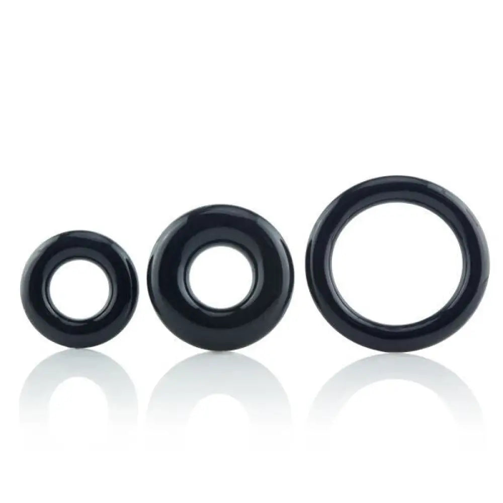 Screaming o silicone black set of 3 classic cock rings - peaches and screams