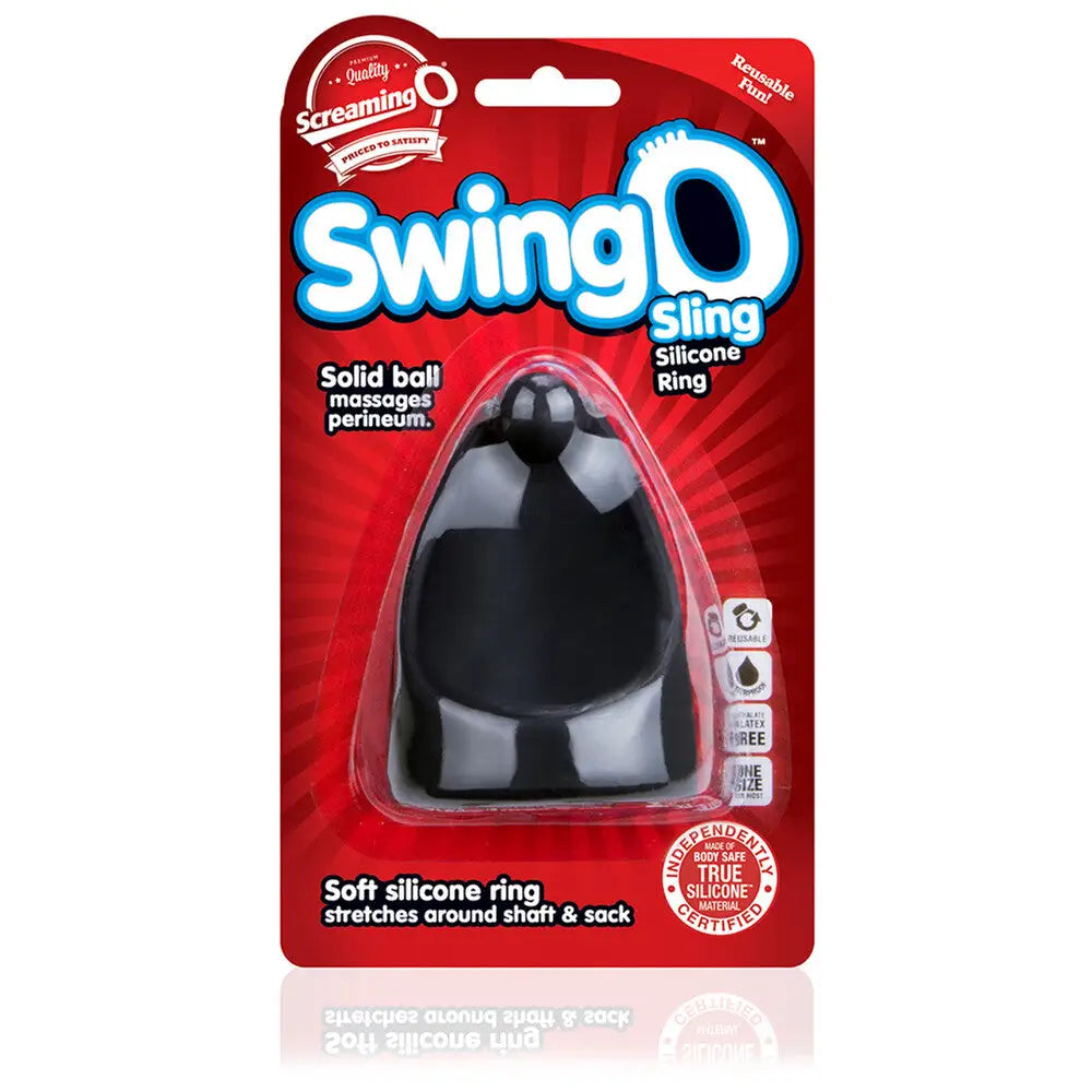 Screaming o silicone black sling 3 inch cock ring - peaches and screams