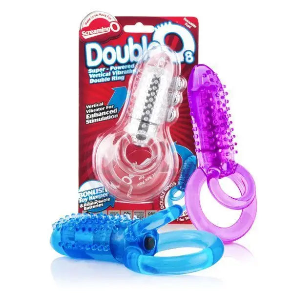 Screaming o Silicone Blue Extra Powerful Vibrating Double Cock Ring - Peaches and Screams