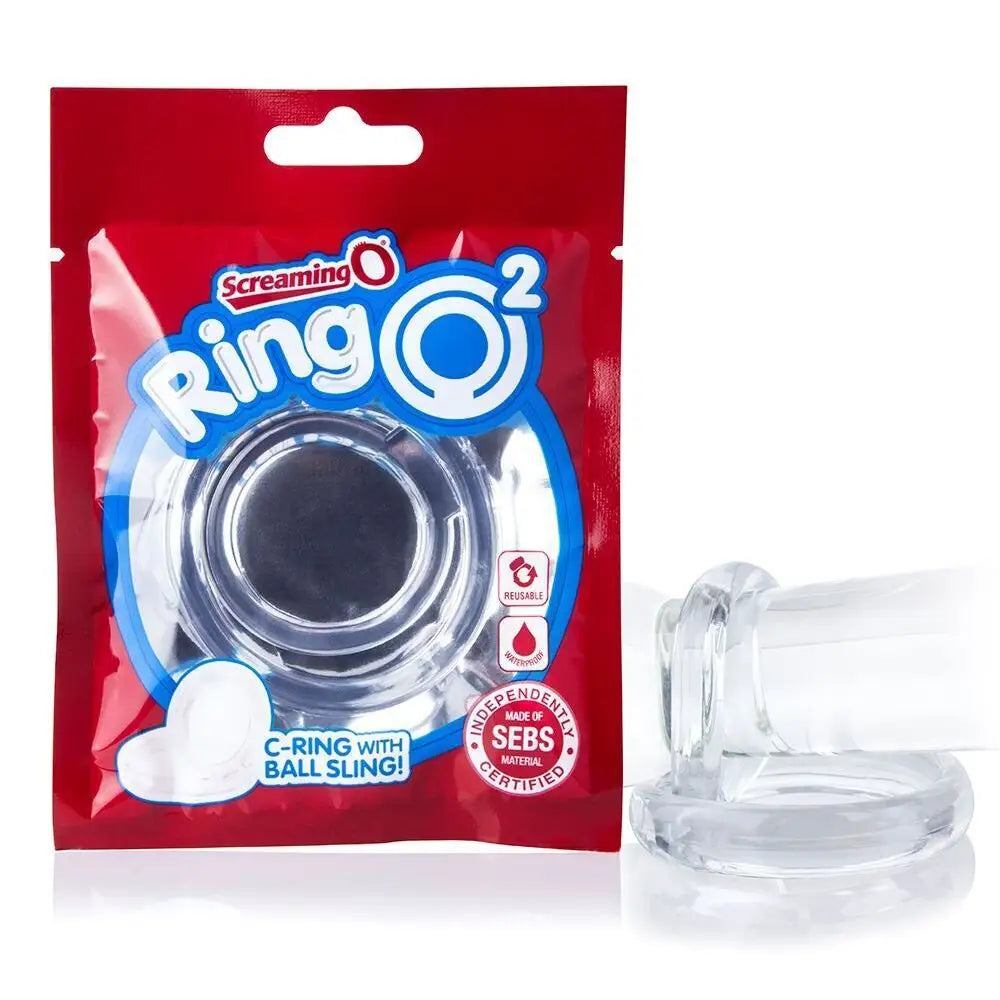 Screaming o silicone clear cock and ball ring for men - peaches and screams