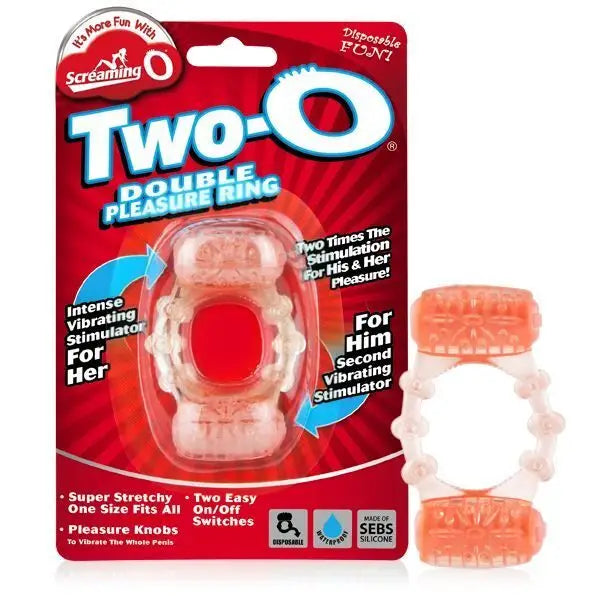 Screaming o Silicone Pink Stretchy Vibrating Cock Ring with Dual Motors - Peaches and Screams