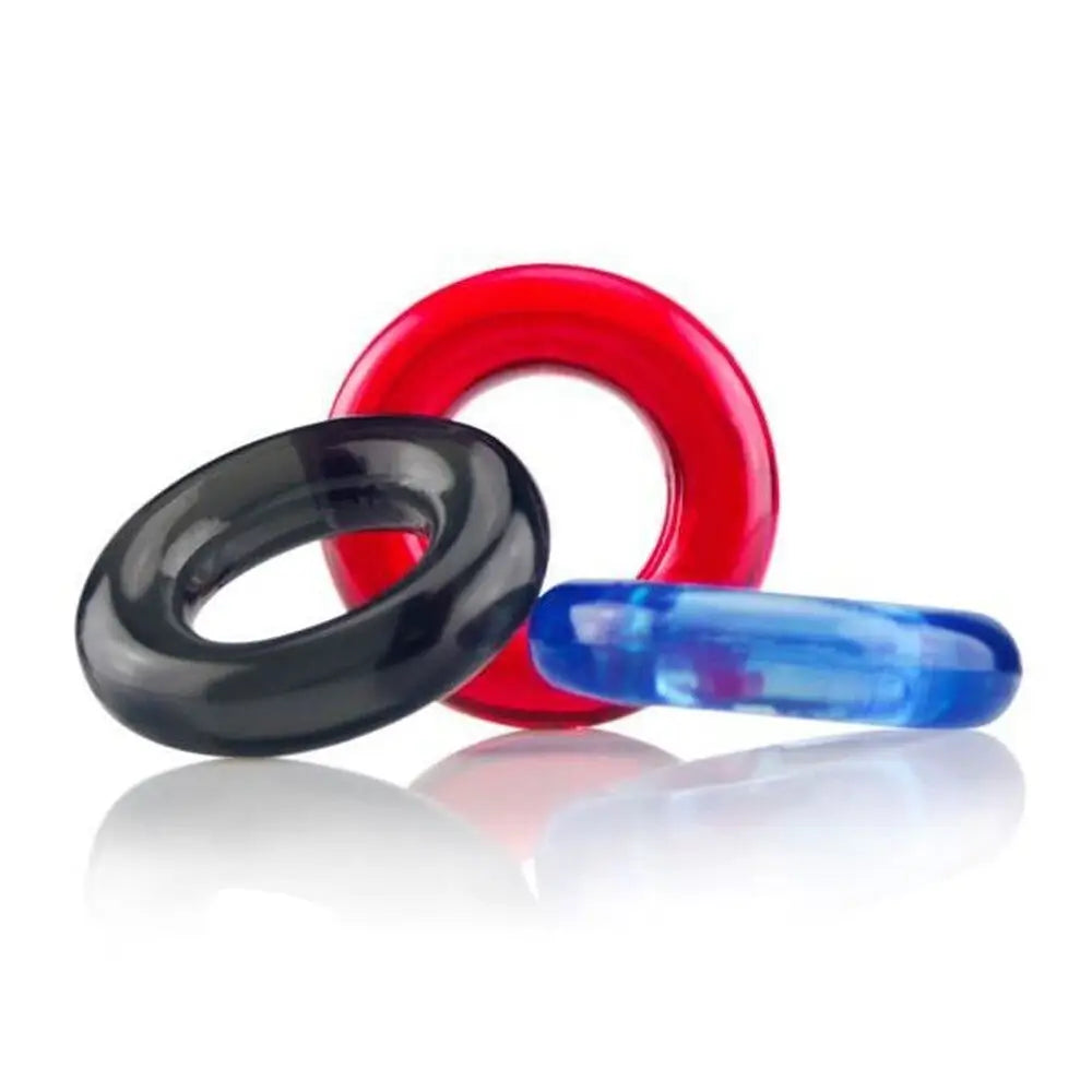 Screaming o silicone super stretchy cock ring set of 3 - peaches and screams