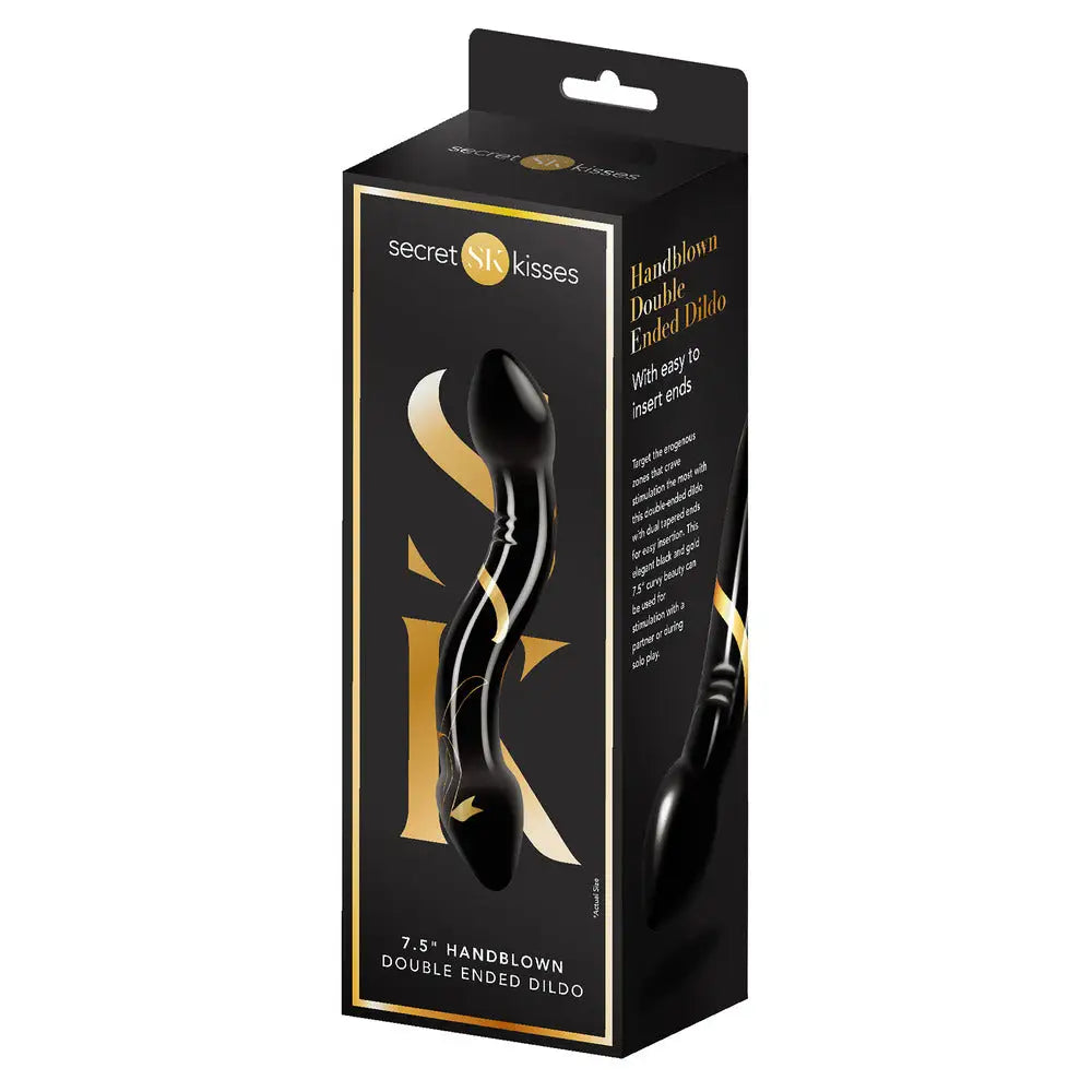 Secret kisses 7.5 inch double ended glass dildo - peaches and screams