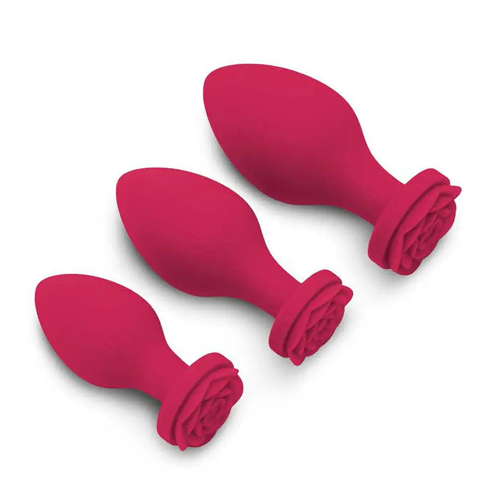 Secret kisses rosegasm butt bouquet 3 piece anal plug set - peaches and screams