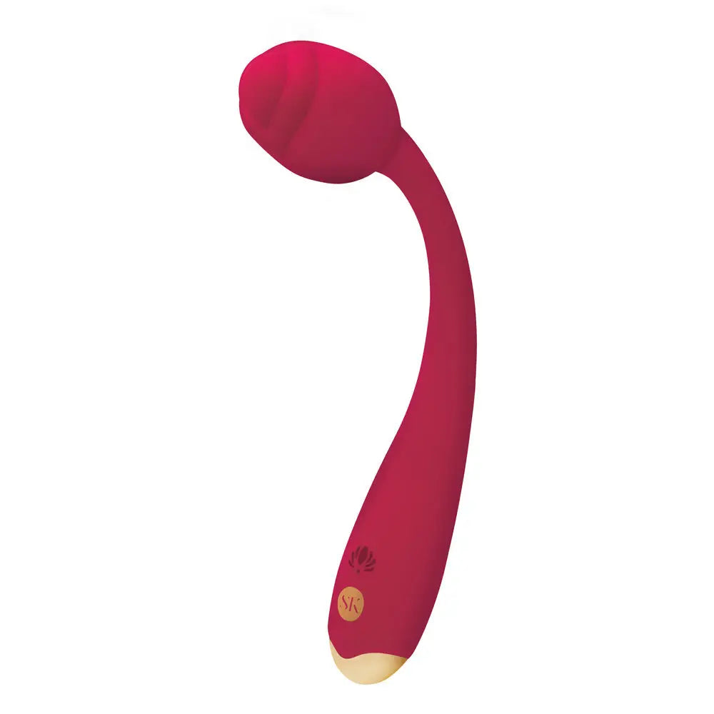 Secret kisses rosegasm long stem vibrator in red silicone - peaches and screams