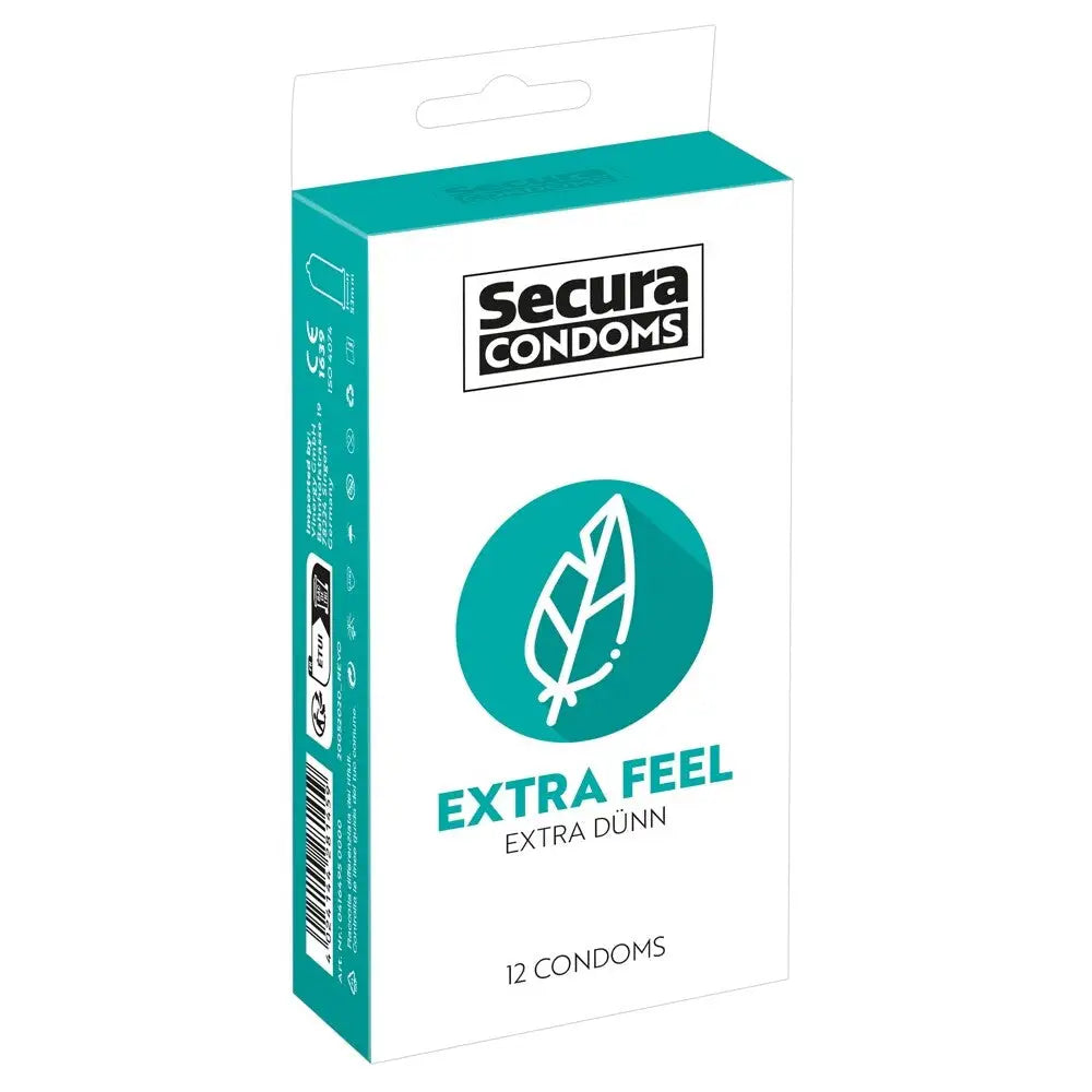 Secura condoms 12 pack extra feel ultra thin latex lubricated - peaches and screams