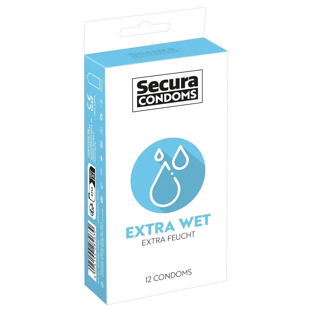 Secura condoms 12 pack extra wet thin lubricated latex - peaches and screams